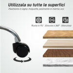 Sedia da Ufficio Regolabile con Rivestimento a Bottoni, in Pelle PU, Schiuma e Acciaio, 44x50x78-88 cm, Bianco - immagine 7