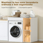 Mobile Sopra Lavatrice con 2 Ripiani Aperti e Autoportante, 96x60x95 cm, Bianco - immagine 4