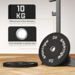 Set 2 Dischi Pesi da 10kg in Gomma con Foro da 2"/5 cm per Manubri e Bilancieri, Nero - immagine 6