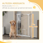 Cancellino per Cani Regolabile Alto con Porta Piccola e Chiusura Automatica, 74-80x104cm, Bianco - immagine 8