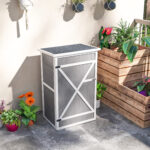 Capanno Attrezzi in Legno a 2 Mensole con Tetto Impermeabile, 75x56x115 cm, Grigio - immagine 7