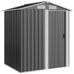 Casetta da Giardino Porta Attrezzi in Acciaio, Tetto inclinato e 4 Prese d'Aria, 152x132x188cm