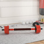 Set Pesi da Palestra 4 in 1 da 30kg, Convertibile in Kettlebell, 2 Manubri, Bilanciere e Supporto Flessioni, Rosso - immagine 2