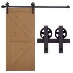 Kit Porta Scorrevole 1kg max in Acciaio con Binario, Ganci, Fermi, Viti e Bulloni, 183x4x0,6 cm