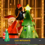 Babbo Natale Gonfiabile con Albero e Pinguino, Altezza 180cm, Luci LED e Gonfiatore - immagine 4
