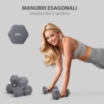 Set 2 Manubri Esagonali da 2x10 kg in Metallo e Plastica con Impugnatura Antiscivolo, 26x12x12 cm, Grigio - immagine 4
