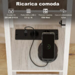Lampada da Terra con Ripiani, Luce Regolabile, Interruttore a Pedale e Porte USB, Bianco e Rovere - immagine 7