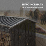 Legnaia con Struttura in Acciaio Galvanizzato e Base rialzata, 240x 86x160cm, Nero - immagine 6