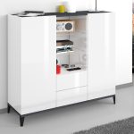 Credenza SUNRISE alta 120 cm Bianco laccato lucido / Ardesia