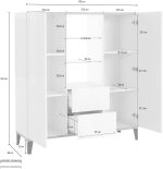 Credenza SUNRISE alta 120 cm Bianco laccato lucido / Ardesia - immagine 4