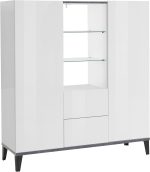Credenza SUNRISE alta 120 cm Bianco laccato lucido / Ardesia - immagine 2