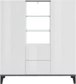 Credenza SUNRISE alta 120 cm Bianco laccato lucido / Ardesia - immagine 3