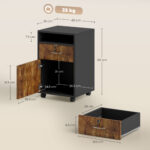 Mobile per Ufficio con Ripiano Aperto, Cassetto con Serratura e Armadietto, 40x35x60 cm, Marrone - immagine 3