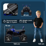 Quad Elettrico per Bambini 3-5 Anni a 12V con Fari e Pedale, in PP e Metallo 1x65x73 cm, Blu - immagine 3