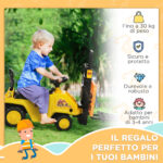 Trattore a Pedali per Bambini 3-4 Anni con Muletto e Spazio Portaoggetti, 86x27,5x47,5 cm, Giallo e Nero - immagine 7