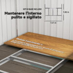 Capanno Attrezzi in Metallo 1,5x2m con Base, Porta Scorrevole e Tetto Inclinato, Verde - immagine 6