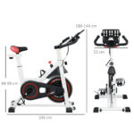 Cyclette Professionale, Bici da Spinning,Cyclette da Camera Regolabile con Schermo LCD e Portabicchieri, Volano 8kg, Bianco - immagine 3