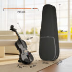 Violino 4/4 in Legno di Abete e Acero con Custodia, Arco, Spalliera e Pece, Nero - immagine 3