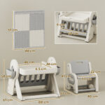 Tavolo Multiuso per Bambini con Ripiano Contenitore e Cassetti, in HDPE e PP, Grigio e Bianco - immagine 3