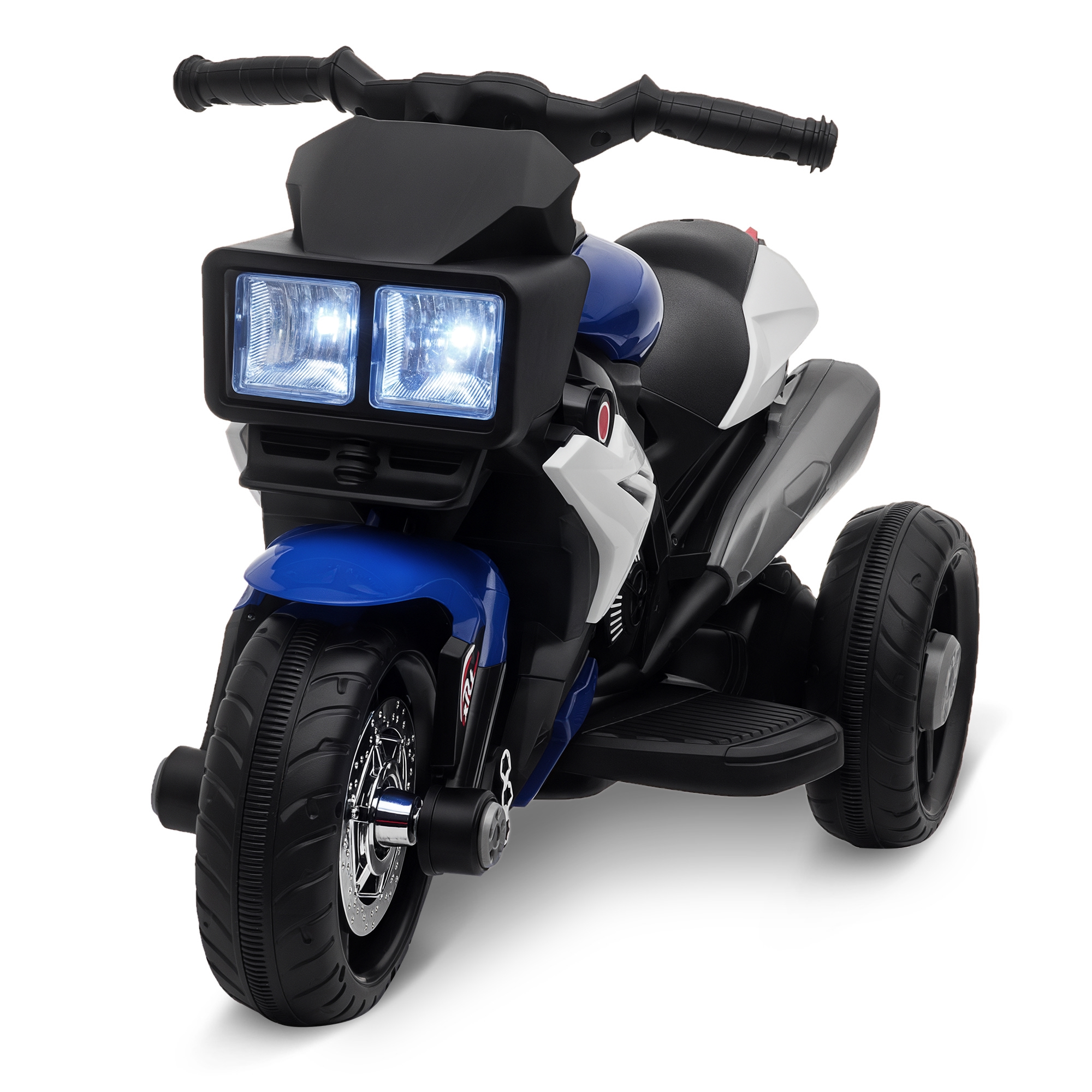 6Jof27197f4c23d79.jpg Moto Elettrica per Bambini 3-5 Anni 6V (max, 25kg), Velocità 3km/h, Motorino Elettrica per Bimbi con 3 Ruote, Luci e Suoni, Blu e Nero, 86x42x52cm - immagine 1