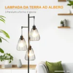Lampada da Terra Vintage Industriale in Metallo Nero, Lampada a Piantana da Terra Moderna Ф35 x 170cm - immagine 3
