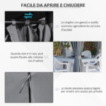 Gazebo 3x4 m con 6 Pareti Rimovibili, 8 Fori di Drenaggio e 12 Picchetti, in Acciaio e Poliestere, Grigio e Nero - immagine 5
