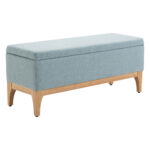 Panca Imbottita Contenitore in Tessuto con Design Scandinavo, 110x39x45Acm - Azzurro