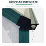 1,9x3,75 m Serra da Giardino in Policarbonato e Lega di Alluminio, Serra per Piante Orto con Finestra Apribile Regolabile, Porta Scorrevole e Grondaie, Verde - immagine 7