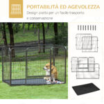 Box per Cani in Metallo con Porta e Vassoio sul Fondo, 125x78x80cm, Grigio - immagine 5