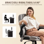 Poltrona da Ufficio Massaggiante a 4 Punti con Riscaldamento e Braccioli Ribaltabili, Grigio - immagine 5