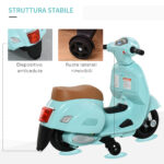 Moto Elettrica per Bambini 18-36 mesi con Licenza Ufficiale Vespa, Fari e Clacson, 66.5x38x52 cm, Verde - immagine 6