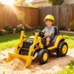 Ruspa Elettrica per Bambini 3-6 Anni Marchio Ufficiale Caterpillar 12V con Telecomando, Giallo - immagine 2