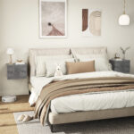 Set di 2 Comodini Sospesi con 2 Cassetti Moderni e Salvaspazio, 40x29x30 cm, Grigio Cemento - immagine 2