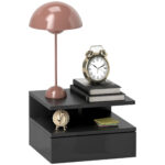 Comodino Sospeso per Camera da Letto con Cassetto e Ripiano Aperto in Legno, 35x32x22,5 cm, Nero Lucido