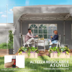 Gazebo Pieghevole 3x6 m con Pareti e Altezza Regolabile, Protezione UV 50+, Grigio Chiaro - immagine 8