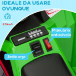 Quad per Bambini 18-36 Mesi in PP e Metallo, Velocità max 2,5 km/h, 70x41,5x48,5 cm, Verde Grigio e Nero - immagine 5