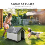 Casetta per Cani Piccoli e Mini da Esterno Impermeabile in Plastica con Finestra, 62x61x60 cm, Grigio - immagine 5