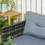 Salotto da Giardino con Divanetto, Chaise Longue e Tavolino in Rattan PE con Cuscini, Grigio - immagine 8