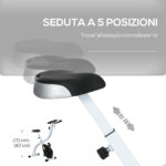 Cyclette Magnetica Pieghevole a 8 Livelli di Resistenza con Seduta Regolabile, in Acciaio, 97x43x110 cm, Nero - immagine 6