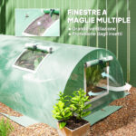 Serra Piccola con 5 Finestrelle e Griglia Centrale, in Acciaio, PE e PP, 3x80x45 cm, Verde - immagine 5