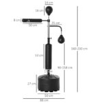 Sacco Boxe da Terra 4 in 1 con 2 Speedball, Barra Girevole e Sacco, Altezza Regolabile da 160-230cm, Nero - immagine 3