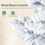 Albero di Natale Innevato con 180 Luci LED a 11 Effetti e 479 Rami, Ø65x180 cm, Verde e Bianco - immagine 6