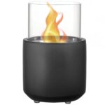 Camino a Bioetanolo da Tavolo con Serbatoio da 0,4L, 12x12x19cm, Grigio Scuro