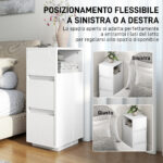 Set di 2 Comodini con 2 Cassetti e Ripiano Aperto Moderni e Salvaspazio, 25x30x65 cm, Bianco - immagine 6