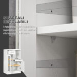 Credenza Moderna con Armadietti e Cassetto in Legno e Vetro, 60x40x95cm, Bianco - immagine 5