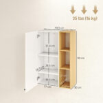 Armadietto Bagno a Parete con Ripiani Regolabili e 3 Mensole Aperte, 59,5x30x90 cm, Bianco e Legno - immagine 3