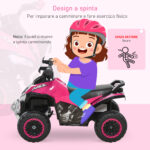 Mini Quad per Bambini 18-36 Mesi a Spinta Manuale con Musiche Integrate e Ampio Manubrio, Moto per Bambini in PP e Metallo, 67,5x38x44 cm, Rosa - immagine 5