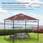 Tetto di Ricambio 3x3m, Telo Sostitutivo per Gazebo da Giardino in Poliestere con Foro di Ventilazione, Color caffè - immagine 3