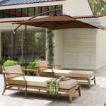 Ombrellone da Giardino Decentrato con Base a Croce e Apertura a Manovella, 294x193cm, Marrone - immagine 9