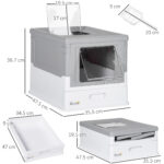 Lettiera per Gatti Chiusa in PP a 2 Porte con Paletta e Vassoio Estraibile, 47,5x35,5x36,7 cm - immagine 3